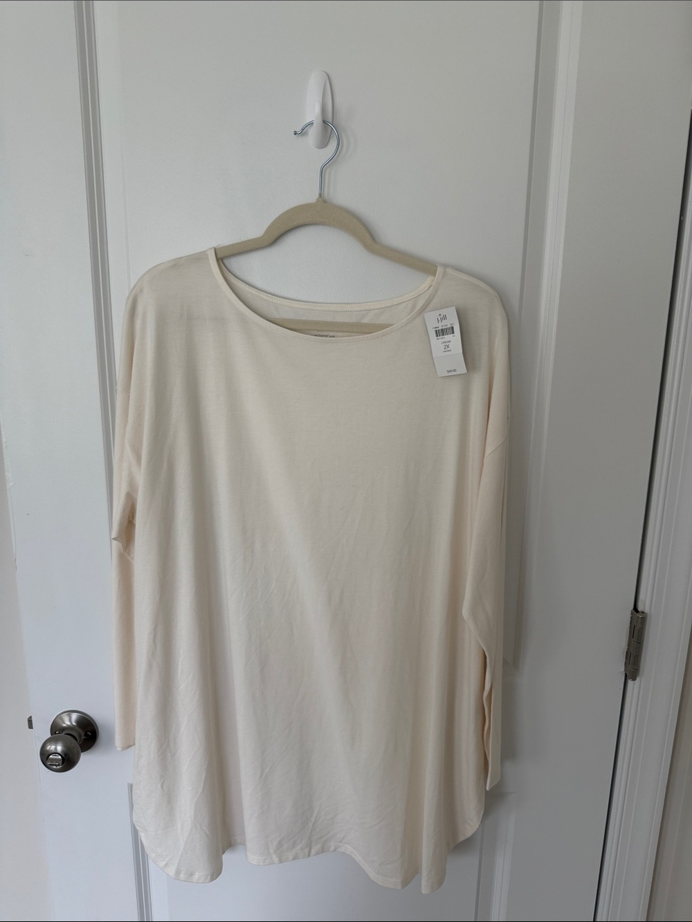 J. Jill Cream Long-Sleeve Scoop Neck Top